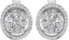 ESTATE 1.05CT DIAMOND 18K WHITE GOLD 3D ROUND CLUSTER HALO CLASSIC STUD EARRINGS