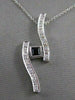 ESTATE .55CT DIAMOND & SAPPHIRE 14K WHITE GOLD LONG SWIRL PENDANT #34X12