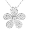 ESTATE .60CT DIAMOND 14KT WHITE GOLD 3D ROUND MULTI LEAF FLOWER FLOATING PENDANT