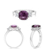 LARGE 3.24CT DIAMOND & AAA PURPLE SAPPHIRE PLATINUM CUSHION CUT ENGAGEMENT RING