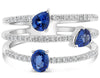 WIDE 1.20CT DIAMOND & AAA SAPPHIRE 14KT WHITE GOLD MULTI SHAPE 3 ROW FUN RING