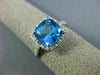 ESTATE 2.90CT DIAMOND & AAA BLUE TOPAZ 14KT WHITE GOLD CUSHION SQUARE HALO RING