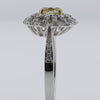 1.46CT WHITE & FANCY YELLOW DIAMOND 18K 2 TONE GOLD OVAL FLOWER ENGAGEMENT RING