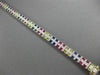 ESTATE WIDE 10.28CT DIAMOND & MULTI COLOR SAPPHIRE 14K WHITE GOLD LONG BRACELET