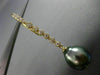 ESTATE LARGE .36CT DIAMOND 18KT YELLOW GOLD AAA TAHITIAN PEARL HANGING EARRINGS