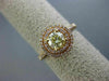 ESTATE .88CT PINK & GREEN DIAMOND 18KT ROSE GOLD 3D DOUBLE HALO ENGAGEMENT RING