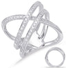 ESTATE LARGE .74CT DIAMOND 14KT WHITE GOLD 3 ROW CRISS CROSS INFINITY LOVE RING