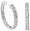 6.6CT DIAMOND 18KT WHITE GOLD ROUND & BAGUETTE INSIDE OUT HOOP HANGING EARRINGS