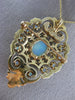 ANTIQUE LARGE VICTORIAN FIERY OPAL 14KT YELLOW GOLD FILIGREE PIN PENDANT #20240