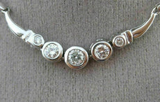 ESTATE .77CT DIAMOND 14K WHITE GOLD 3D CLASSIC 5 STONE GRADUATING BEZEL NECKLACE
