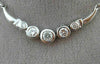 ESTATE .77CT DIAMOND 14K WHITE GOLD 3D CLASSIC 5 STONE GRADUATING BEZEL NECKLACE