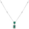 3.48CT DIAMOND & AAA EMERALD 18K 2 TONE GOLD 3D EMERALD CUT & ROUND HALO PENDANT