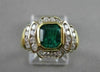 ANTIQUE 1.71CTW DIAMOND EMERALD 18K YELLOW GOLD BEZEL CHANNEL COCKTAIL RING #231