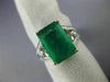 ESTATE LARGE 4.37CT DIAMOND & AAA EMERALD 18KT WHITE GOLD FLOWER ENGAGEMENT RING