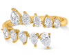 WIDE 1.15CT DIAMOND 14KT YELLOW GOLD 3D PEAR SHAPE CRISS CROSS ANNIVERSARY RING