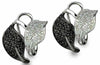 1.0CT WHITE & BLACK DIAMOND 14KT WHITE GOLD 3D FLORAL LEAF LOVE CLIP ON EARRINGS