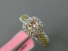 ESTATE GIA .86CT DIAMOND 18K TRI COLOR GOLD SQUARE FILIGREE HALO ENGAGEMENT RING