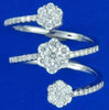 LARGE 1.00CT DIAMOND 18KT WHITE GOLD ROUND MULTI ROW FLOWER ANNIVERSARY RING