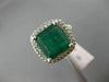 LARGE 6.86CT DIAMOND & AAA EMERALD 14K WHITE GOLD 3D SQUARE HALO ENGAGEMENT RING