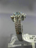 ESTATE 1.49CT DIAMOND & AQUAMARINE 14K WHITE GOLD 3D HALO FLOWER ENGAGEMENT RING