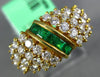 WIDE 1.60CT DIAMOND & AAA EMERALD 18KT YELLOW GOLD 3D ROUND & BAGUETTE FUN RING