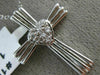 ANTIQUE .10CT DIAMOND 14KT WHITE GOLD 3D CLASSIC PAVE HEART CROSS PENDANT #16637