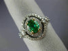 ESTATE 1.21CT DIAMOND & AAA EMERALD 18KT 2 TONE GOLD DOUBLE HALO ENGAGEMENT RING