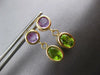 1.8CT AAA PERIDOT & AMETHYST 14KT YELLOW GOLD ROUND & OVAL BEZEL EARRINGS #27407