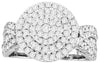 LARGE 1CT DIAMOND 14K WHITE GOLD ROUND CLUSTER LEAF PAVE FRIENDSHIP PROMISE RING