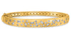 WIDE 1.13CT DIAMOND 14K YELLOW GOLD ROUND & BAGUETTE ETOILE CUFF BANGLE BRACELET