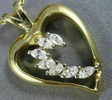 ESTATE .42CT DIAMOND 14KT WHITE & YELLOW GOLD 3D OPEN HEART JOURNEY PENDANT #508