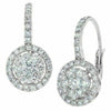 ESTATE .86CT DIAMOND 18KT WHITE GOLD CLASSIC CLUSTER LEVERBACK HANGING EARRINGS