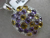 ESTATE LARGE 6.25CT DIAMOND & AAA AMETHYST & CITRINE 14K WHITE GOLD OVAL PENDANT
