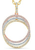 ESTATE .63CT DIAMOND 18K TRI COLOR GOLD 3D CIRCLE OF LIFE MULTI ROW LOVE PENDANT