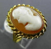 ESTATE 14KT YELLOW GOLD 3D OVAL HANDCRAFTED LADY CAMEO SWIRL ROPE DESIGN RING