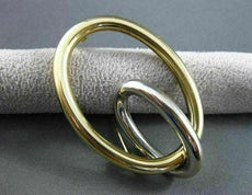ESTATE LARGE 14KT WHITE & YELLOW GOLD OVAL ABSTRACT BROOCH PIN BEAUTIFUL! #22513