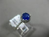 ESTATE .92CT DIAMOND & AAA SAPPHIRE 14K WHITE GOLD 3D ROUND HALO ENGAGEMENT RING