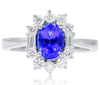 ESTATE 1.89CT DIAMOND & AAA TANZANITE 14KT WHITE GOLD ROUND & BAGUETTE OVAL RING