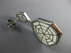 1.15CT WHITE & BLACK DIAMOND & AAA WHITE QUARTZ 14KT WHITE GOLD HANGING EARRINGS