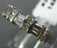 ESTATE .54CT ROUND & BAGUETTE DIAMOND 14KT WHITE GOLD 3D ANNIVERSARY RING #22477