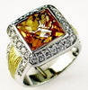 LARGE 5.6CT DIAMOND & AAA CITRINE 14K 2 TONE GOLD 3D CUSHION & ROUND SQUARE RING