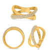 .38CT DIAMOND 14KT YELLOW GOLD 3D CLASSIC 3 ROW CRISS CROSS INFINITY LOVE RING