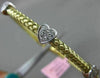 ESTATE .25CT DIAMOND 14K WHITE & YELLOW GOLD HEART FLEXIBLE LOVE BANGLE BRACELET