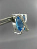ESTATE LARGE 11.45CT DIAMOND & BLUE TOPAZ 14K WHITE GOLD 3D OVAL X STUD EARRINGS