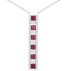 1.60CT DIAMOND & AAA RUBY 14KT WHITE GOLD PRINCESS & ROUND CHANNEL BAR NECKLACE