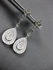 ESTATE .3CT DIAMOND 14KT WHITE GOLD 3D PAVE TEAR DROP FLOWER HANGING EARRINGS