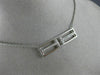 ESTATE LARGE .38CT DIAMOND 18KT WHITE GOLD 3D RECTANGULAR DOUBLE T LOVE NECKLACE