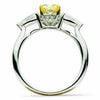 2.10CT WHITE & FANCY YELLOW DIAMOND 18KT 2 TONE GOLD THREE STONE ENGAGEMENT RING