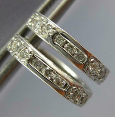 ANTIQUE .36CT DIAMOND 18KT WHITE GOLD SQUARE FILIGREE HUGGIE HOOP EARRINGS #7531