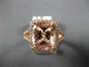 ESTATE LARGE 5.10CT DIAMOND & AAA MORGANITE 14KT ROSE GOLD HALO ENGAGEMENT RING